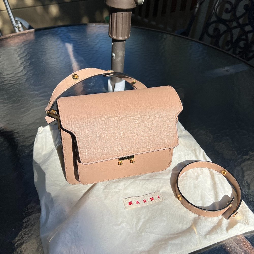 MARNI TRUNK BAG - BEIGE SAFFIANO LEATHER